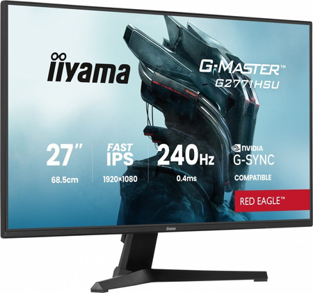 IIYAMA MONITOR 27 CALI G2771HSU-B1 0.4MS,FAST IPS,1XUSB 3.2, 1XUSB C,      240HZ, DP, 2XHDMI,  ADAPTIVE G-SYNC - 1920 X 1080 @48-240HZ  DISPLAYPORT ON