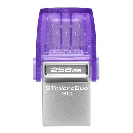 KINGSTON USB FLASH DISK OTG, USB 3.0, 256GB, DATA TRAVELER MICRODUO3 G2, SREBRNO-FIOLETOWY, DTDUO3CG3/256GB, USB A / USB C
