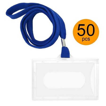 IDENTYFIKATOR Z TAŚMĄ 92X59MM D.RECT NIEBIESKI 50SZT