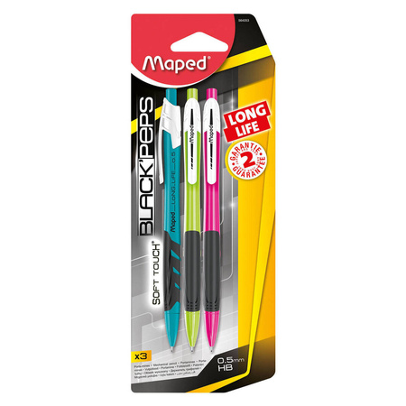 OŁÓWEK MAPED AUTOMATYCZNY BLACKPEPS LONG LIFE 0,5 3 SZT. BLISTER