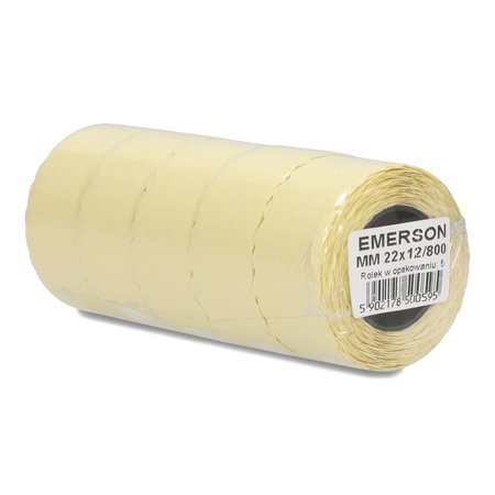 ETYKIETY SAMOPRZYLEPNE 22X12MM DO METKOWNIC EMERSON BIAŁE 5ROLEK*800SZT