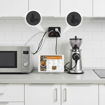 MACLEAN LISTWA ZASILAJĄCA MCE388 B 2 GNIAZDA, 3XUSB, 110-240V AC 50/60HZ, 2.1A MAX 2500W, 3M CZARNA