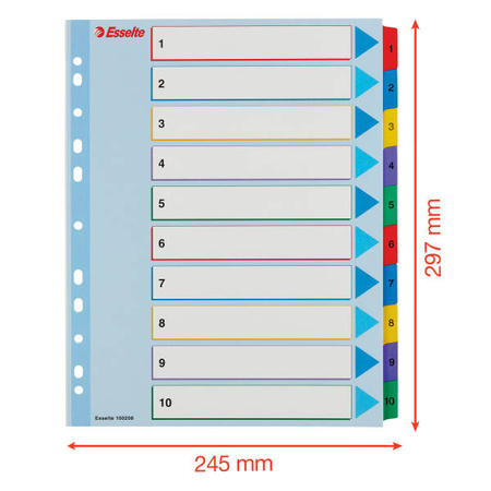 PRZEKŁADKI 1-10 A4 MAXI ESSELTE 100208 MIX