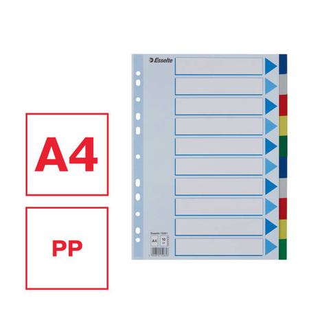 PRZEKŁADKI A4 ESSELTE 15261 MIX PP 10SZT