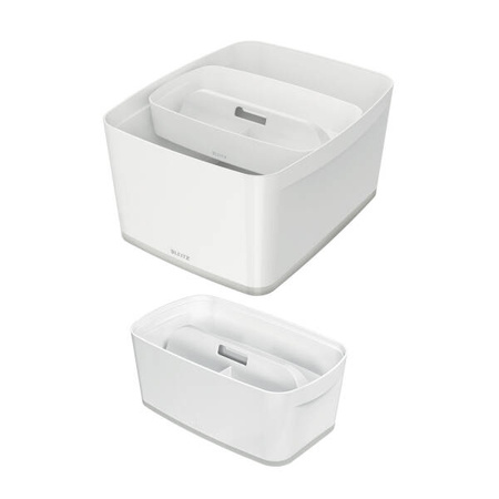 ORGANIZER 307X181X56MM LEITZ MYBOX Z UCHWYTEM Z UCHWYTEM 53230001 BIAŁY