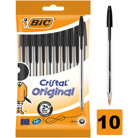 DŁUGOPIS JEDNORAZOWY BIC CRISTAL ORIGINAL 830864 CZARNY 1.0MM 10SZT