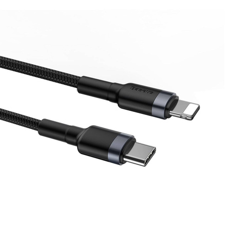 KABEL USB-C DO LIGHTNING PD BASEUS CAFULE, 18W, 1M (CZARNO-SZARY)