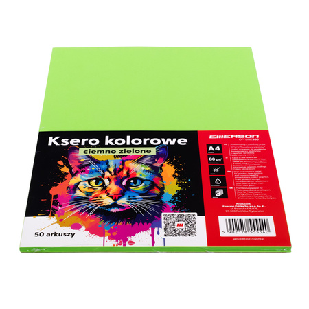 PAPIER KSERO KOLOR A4 EMERSON CIEMNY ZIELONY 80G 50 ARK