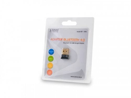 SAVIO ADAPTER KOMPUTEROWY USB NANO BLUETOOTH 4.0, 3MB/S, ZASIĘG 50M, BT-040