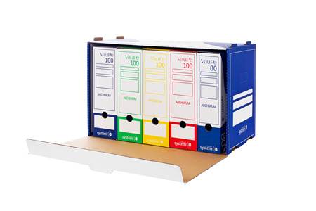 PUDŁO ARCHIWIZACYJNE Z UCHYLNYM WIEKIEM 540X340X300MM VAUPE SYSTEM 438/03 NIEBIESKIE