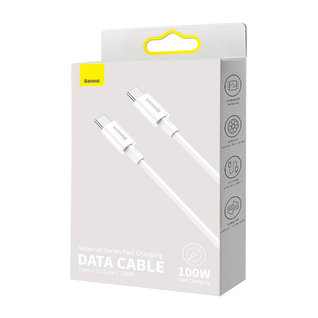KABEL USB-C DO USB-C BASEUS SUPERIOR SERIES, 100W, 2M (BIAŁY)