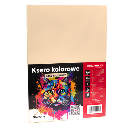 PAPIER KSERO KOLOR A4 EMERSON KOŚĆ SŁONIOWA 80G 50 ARK