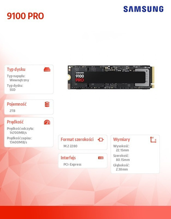 SAMSUNG DYSK SSD 9100 PRO NVME MZ-VAP2T0BW