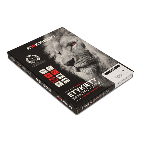 ETYKIETY SAMOPRZYLEPNE 140X97MM EMERSON 011 QCT BIAŁE 100ARK*4SZT