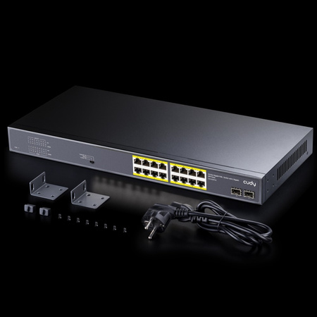 CUDY PRZEŁĄCZNIK GS1020PS2 16XGE POE+ 200W 2XSFP