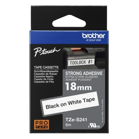 TASIEMKA ORYGINALNA CZARNY/BIAŁE BROTHER TZES241 18MM X 8 M