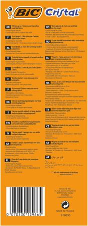 DŁUGOPIS BIC CRISTAL 847897 CZARNY 1.0MM PRZEZROCZYSTA OBUDOWA