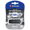 VERBATIM USB FLASH DISK, USB 3.0, 128GB, V3, STORE N GO, CZARNY, 49189, USB A, Z WYSUWANYM ZŁĄCZEM