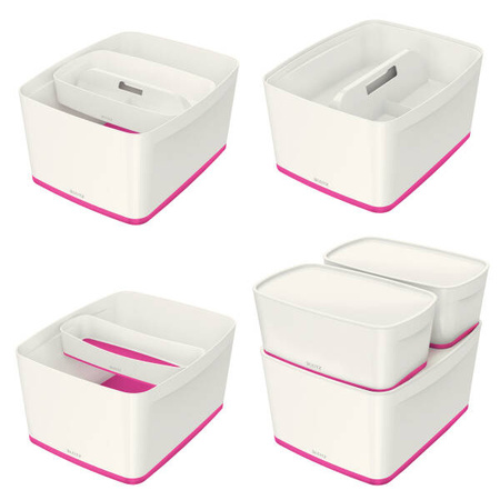 POJEMNIK DO PRZECHOWYWANIA 318X385X198MM LEITZ MYBOX WOW Z POKRYWĄ 52161023 RÓŻOWY