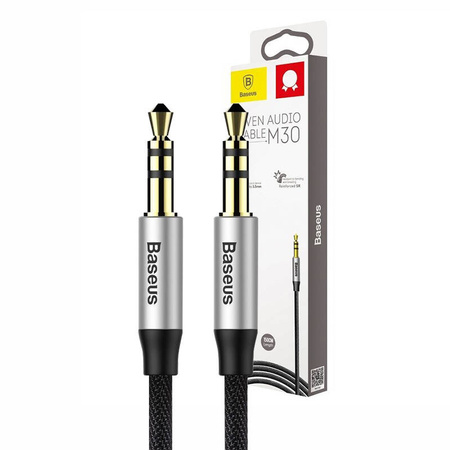 KABEL AUDIO MINI JACK 3,5MM AUX BASEUS YIVEN 1,5M (CZARNO-SREBRNY)