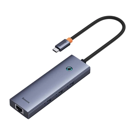 HUB 4W1 BASEUS  ULTRAJOY USB-C DO 3X USB 3.0 + RJ45 (SZARY)