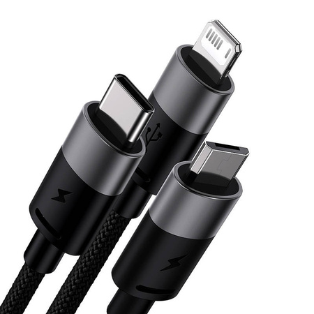 KABEL SZYBKIEGO ŁADOWANIA  BASEUS STARSPEED USB DO M+L+C 3.5A 0.6M(BLACK)