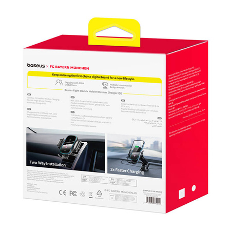 Uchwyt samochodowy BASEUS z ładowarką indukcyjną 15W (czarny)