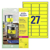 ETYKIETY SAMOPRZYLEPNE 63.5X29.6MM AVERY ZWECKFORM POLIESTROWE L6105-20 ŻÓŁTE 20ARK*27SZT