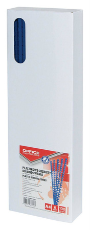 GRZBIET PLASTIKOWY 6MM (25 KARTEK) OFFICE PRODUCTS NIEBIESKI 100 SZT.