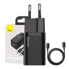 Ładowarka sieciowa Baseus Super Si Quick Charger 1C 25W z przewodem USB-C do USB-C 1m (czarna)