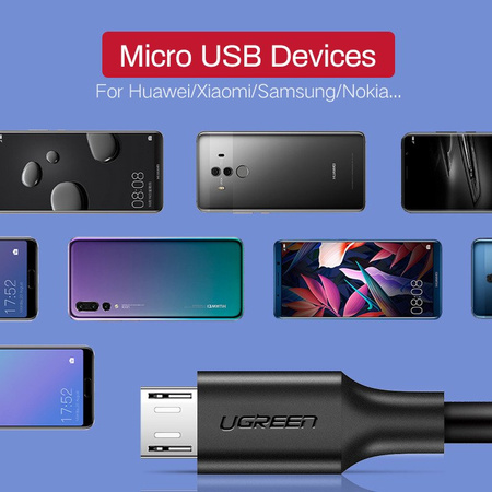 Kabel USB do Micro USB UGREEN  US289 QC 3.0 2.4A 0.5m (czarny)
