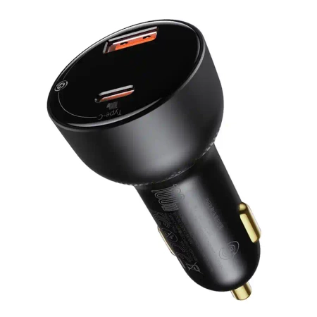 Ładowarka samochodowa Baseus Superme USB, USB-C, 100W + kabel USB-C(czarna)