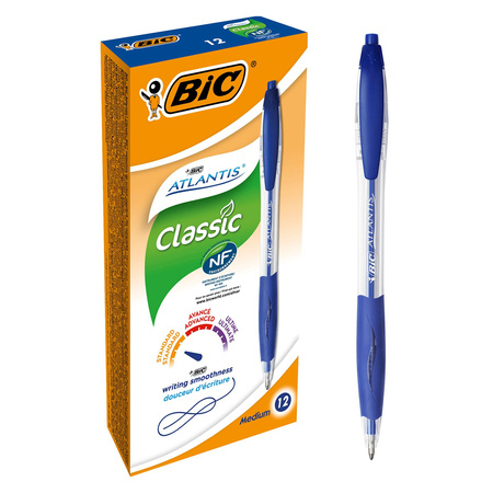 DŁUGOPIS AUTOMATYCZNY Z GUMOWYM UCHWYTEM BIC ATLANTIS 8871311 NIEBIESKI