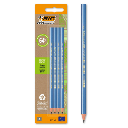 OŁÓWEK TRÓJKĄTNY BEZDRZEWNY BIC EVOLUTION TRIANGLE 964912 HB BLISTER 4SZT