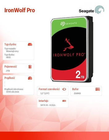 SEAGATE DYSK IRONWOLFPRO 2TB 3.5'' 256MB ST2000NT001
