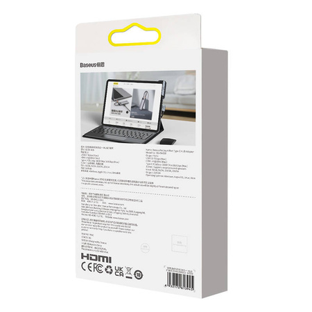 HUB 4W1 BASEUS PADJOY SERIES USB-C DO USB 3.0 + HDMI + USB-C PD + JACK 3.5MM (SZARY)