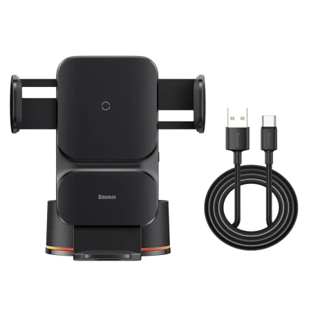 AUTOMATYCZNY UCHWYT SAMOCHODOWY BASEUS WISDOM NA KOKPIT Z ŁADOWARKĄ INDUKCYJNĄ QI (CZARNY)