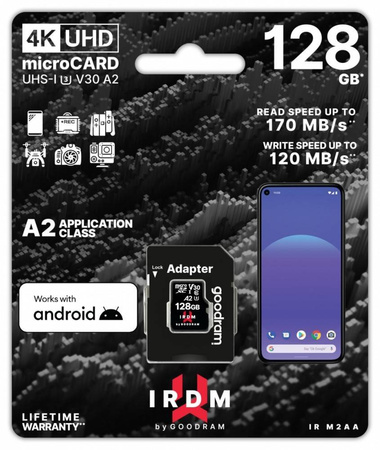 GOODRAM KARTA PAMIĘCI MICROSD IRDM 128GB UHS-I U3 A2 + ADAPTER