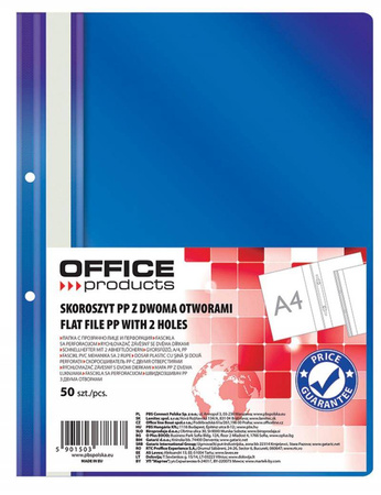 SKOROSZYT WPINANY A4 OFFICE PRODUCTS 2 OTWORY GRANATOWY PP 100/170MIKR