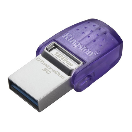 KINGSTON USB FLASH DISK OTG, USB 3.0, 128GB, DATA TRAVELER MICRODUO3 G2, SREBRNO-FIOLETOWY, DTDUO3CG3/128GB, USB A / USB C
