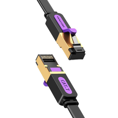 PŁASKI KABEL SIECIOWY UTP CAT7 VENTION ICABD RJ45 ETHERNET 10GBPS 0,5M CZARNY