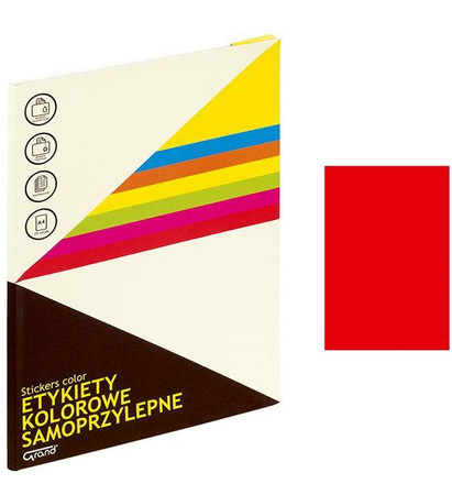 ETYKIETY SAMOPRZYLEPNE 210X297MM GRAND 150-1062 CZERWONE 25ARK