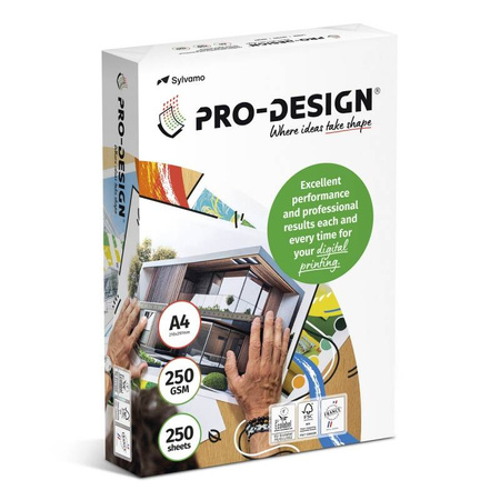 PAPIER SATYNOWANY A4 250G PRO-DESIGN FSC BIAŁY 168CIE A++ 250ARK