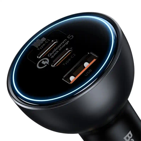 ŁADOWARKA SAMOCHODOWA BASEUS QUALCOMM, USB, 2X USB-C, 160W (SZARA)