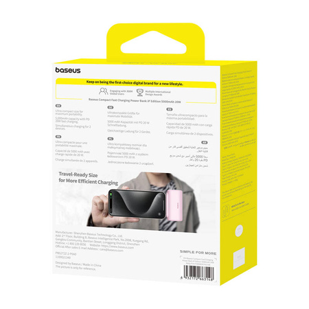 Powerbank BASEUS Compact IP 5000mAh 20W (różowy)