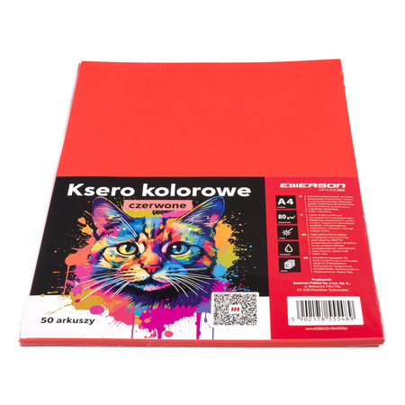 PAPIER KSERO KOLOR A4 EMERSON CZERWONY 80G 50 ARK