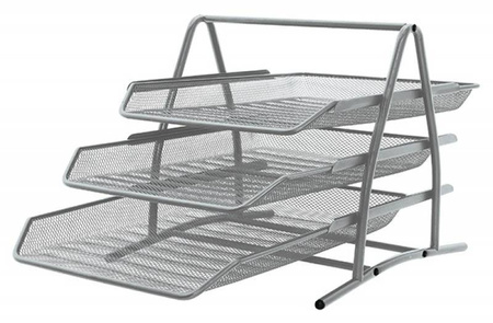 SZUFLADA NA DOKUMENTY 273X262X350MM Q-CONNECT OFFICE SET 3 SZUFLADY SREBRNA METALOWA SIATKA