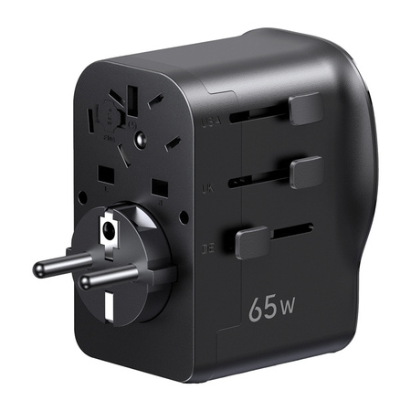 UNIWERSALNY ADAPTER PODRÓŻNY / ŁADOWARKA SIECIOWA UGREEN S550, 65W, 2X USB-C, 1X USB-A