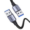 KABEL USB3.0, USB-A MĘSKI DO USB-A MĘSKI,  UGREEN  US373  2A, 0,5M (CZARNY)