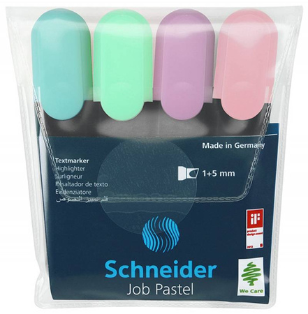 ZAKREŚLACZE SCHNEIDER JOB PASTEL MIX KOLORÓW 1-5MM 4SZT